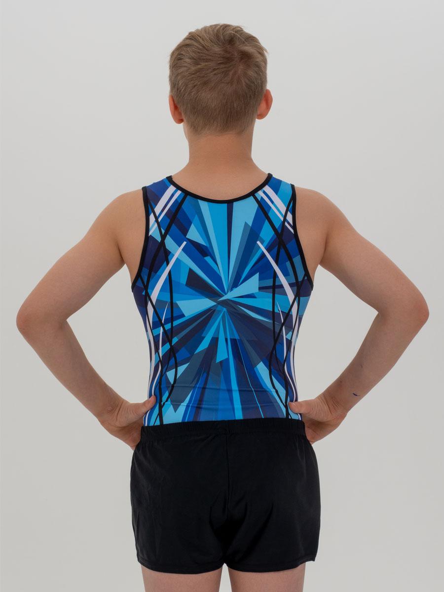 Купальник мужской для спортивной гимнастики GK Sport 201-15 сине-голубой без рукава