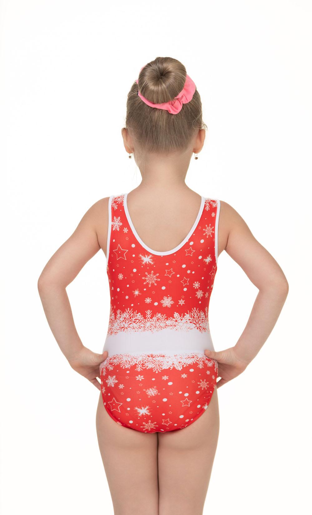 Купальник женский для спортивной гимнастики GK Sport DS 202-9 красный с белым без рукава