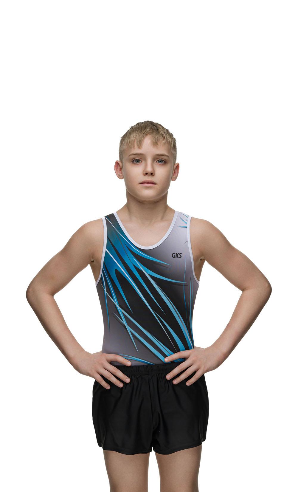 Купальник мужской для спортивной гимнастики GK Sport 202-51 черный с белым