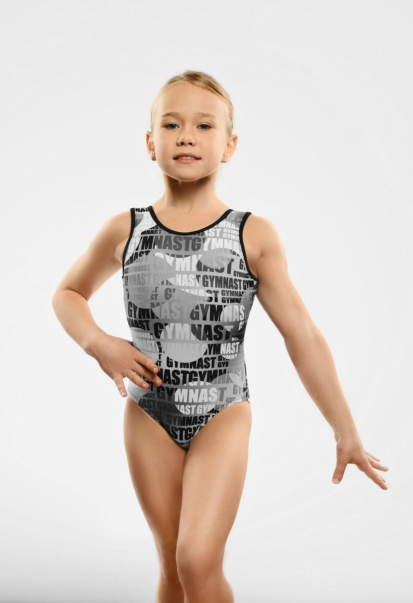 Купальник женский для спортивной гимнастики GK Sport 0191 гимнастика черно-белый без рукава