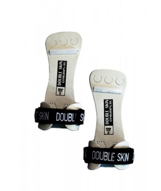 Гимнастические накладки мужские на стропе с липучкой DOUBLE SKIN High Bar кожаный валик белый