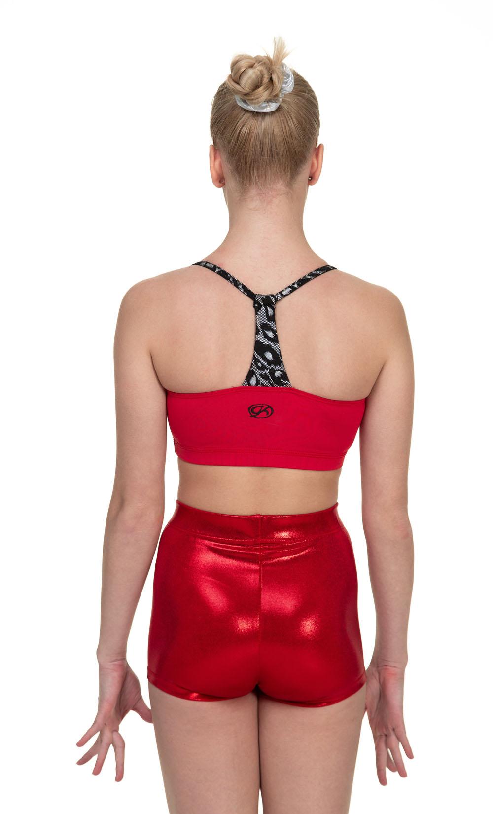 Шорты женские для спортивной гимнастики GK Sport 6245 красные с логотипом из страз