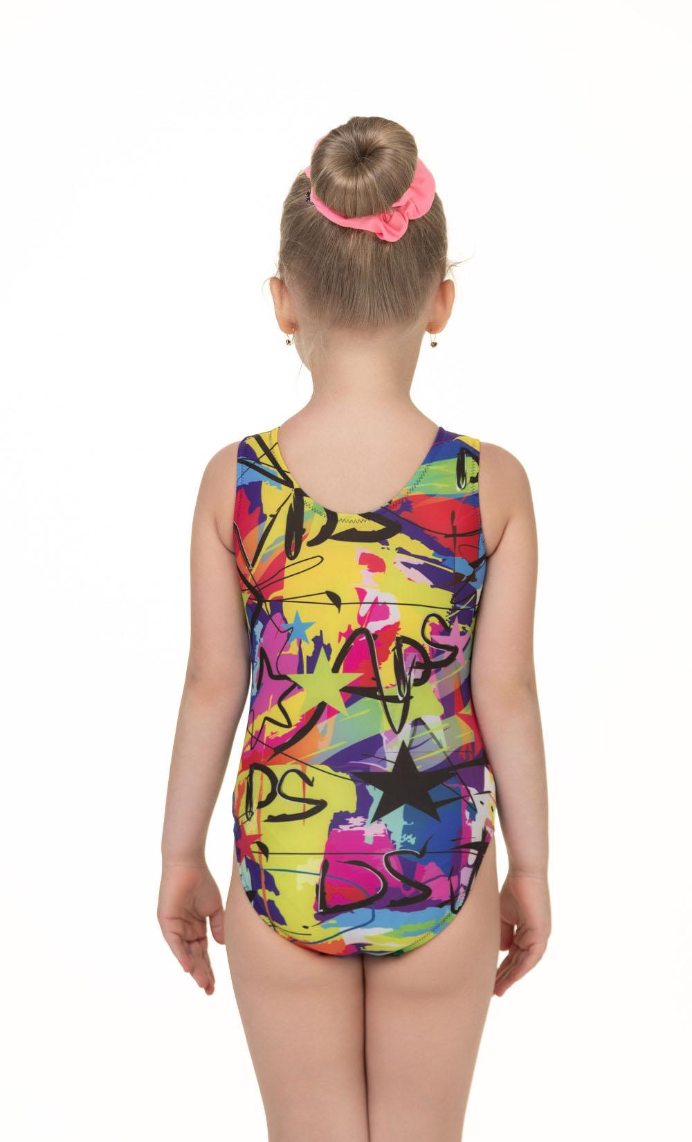 Купальник женский для спортивной гимнастики GK Sport DS 202-5 LOGO пестро цветной без рукава