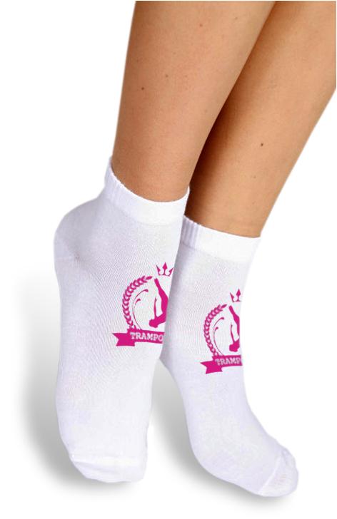 Носки для батута белые с розовым Trampoline 0001