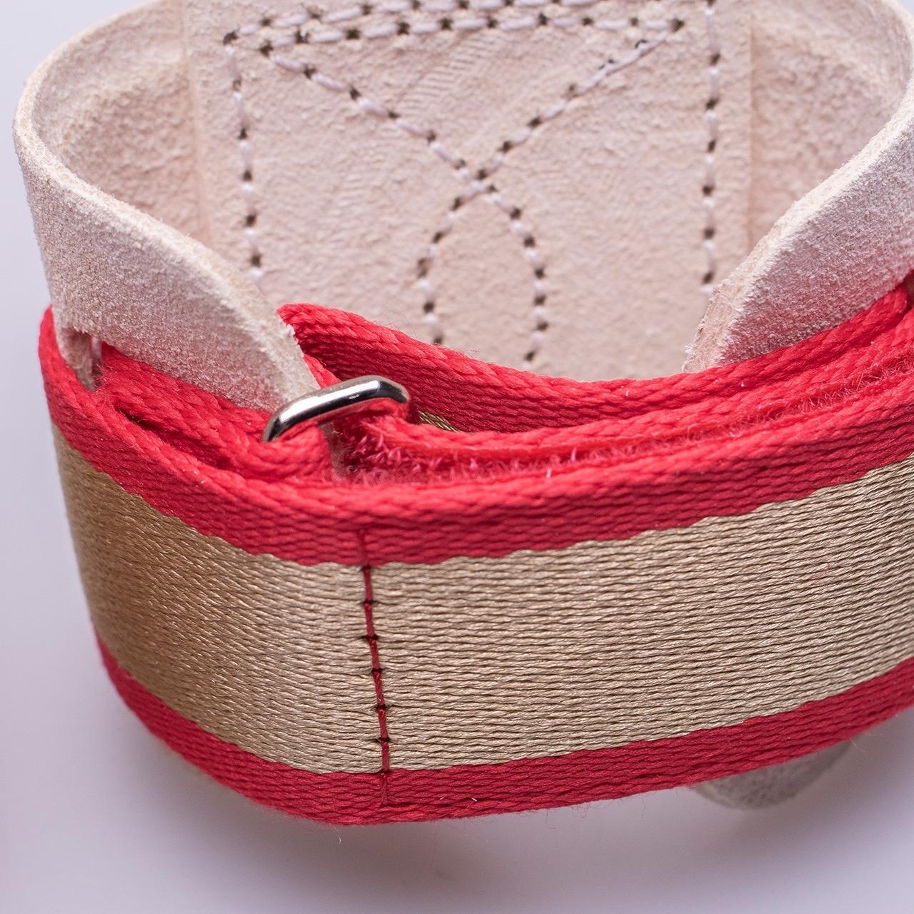 Гимнастические накладки мужские для колец IWA 480 (липучка) белые с красным