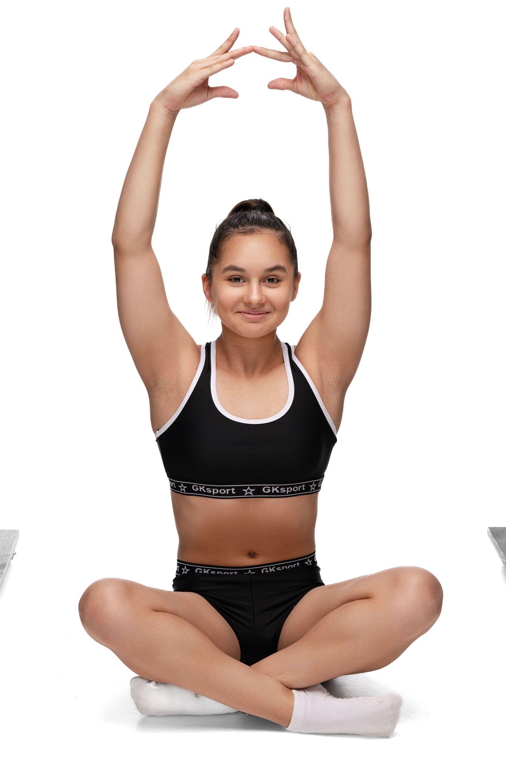 Комплект женский из шорт и топа для спортивной гимнастики GK Sport К203 черный