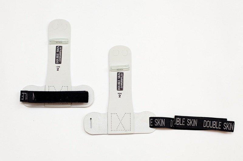 Гимнастические накладки мужские для колец на липучках Double Skin пл. валик белый