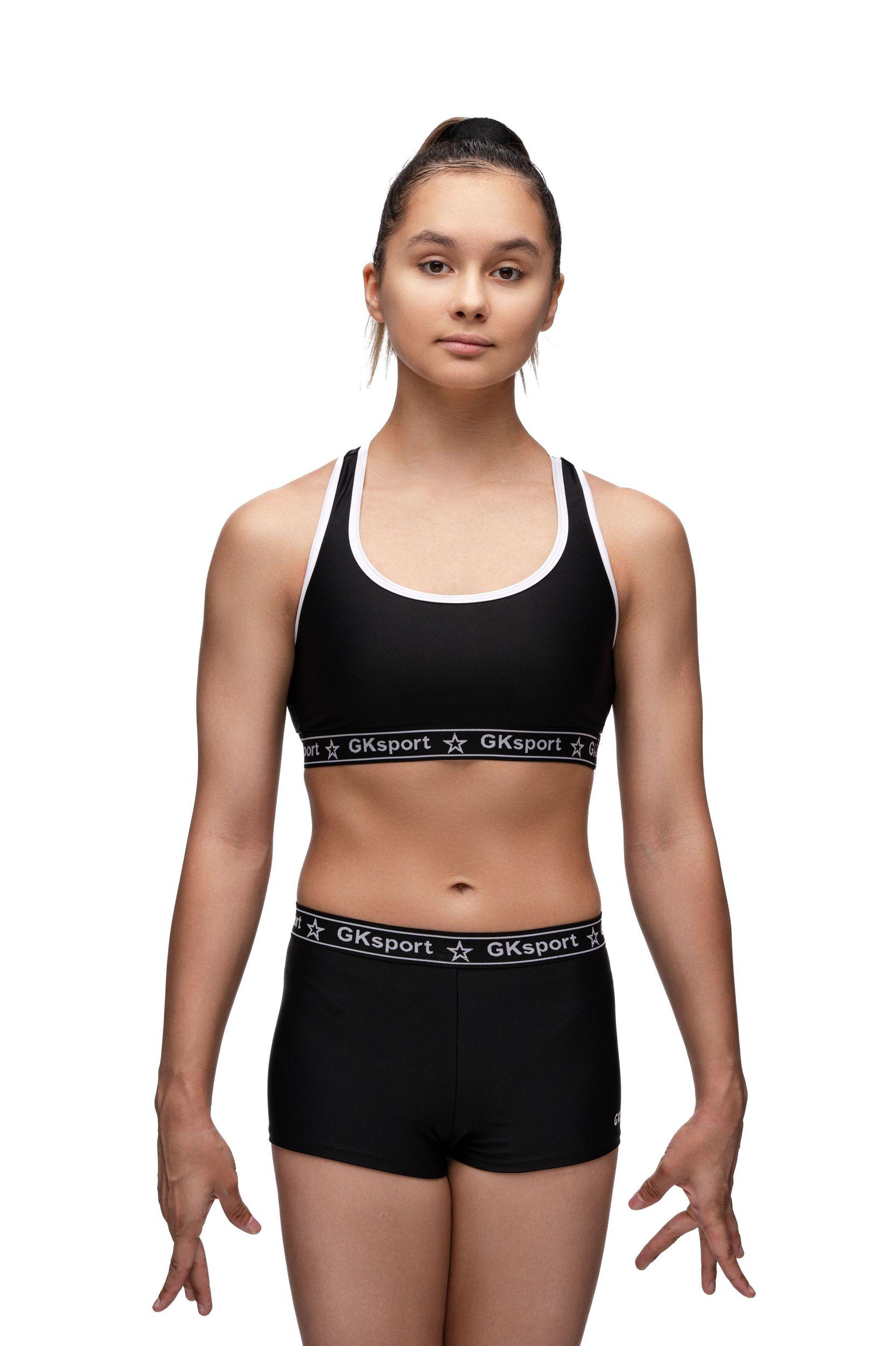 Комплект женский из шорт и топа для спортивной гимнастики GK Sport К203 черный