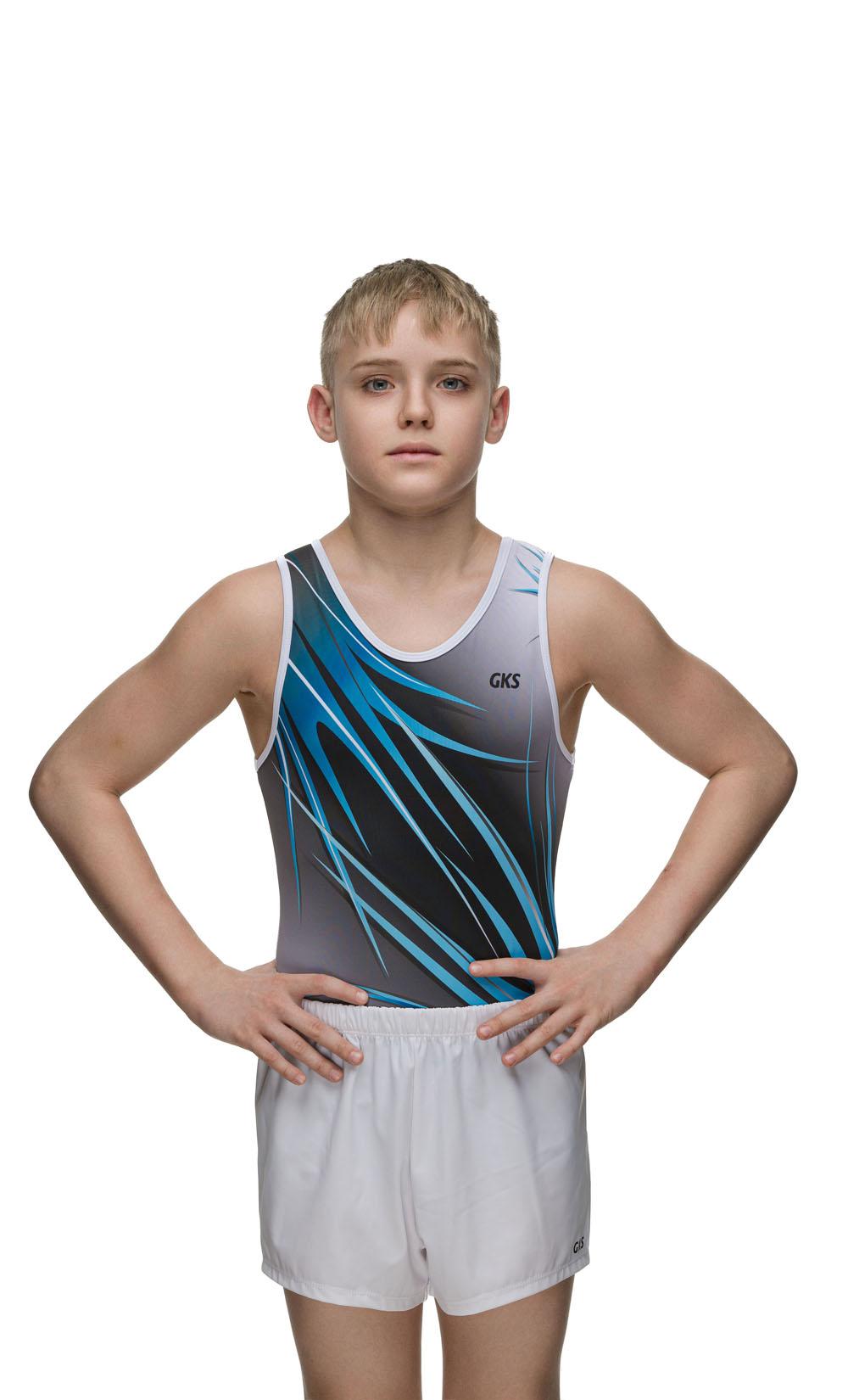 Купальник мужской для спортивной гимнастики GK Sport 202-51 черный с белым