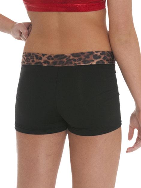 Шорты женские для спортивной гимнастики GK Elite CB506 черные с принтом леопард
