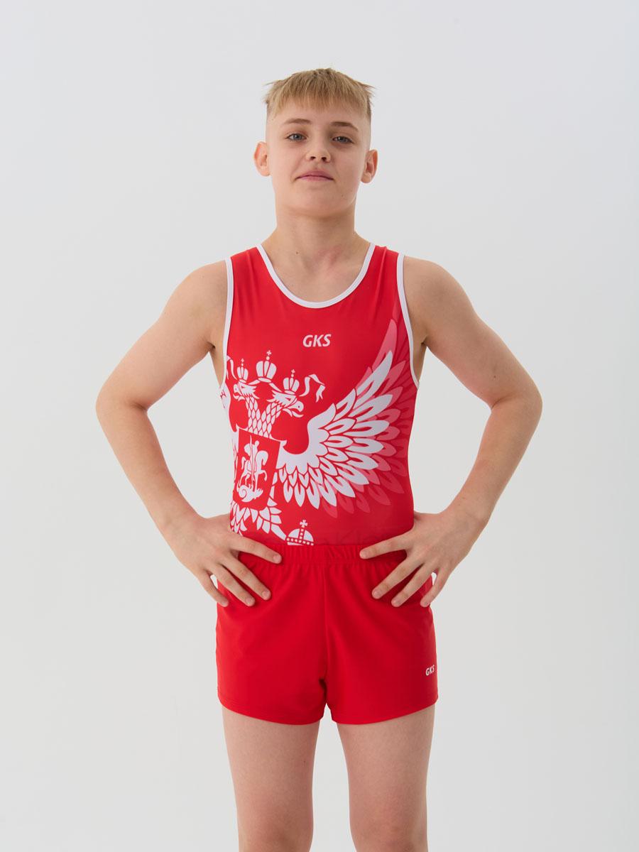 Купальник мужской для спортивной гимнастики GK Sport GK Sport 0201-3 Красный без рукава