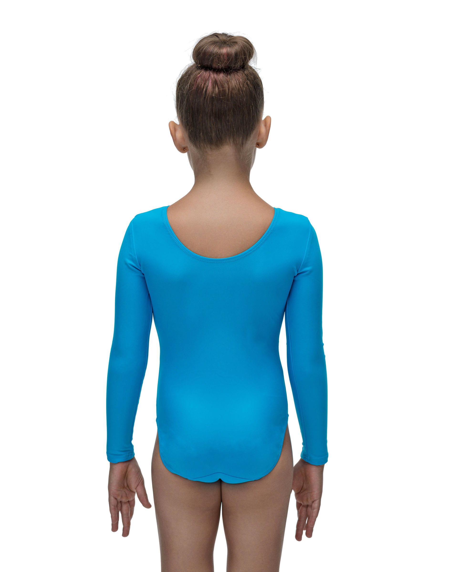 Купальник для спортивной гимнастики Ennesy КГ9.01 с рукавом голубой