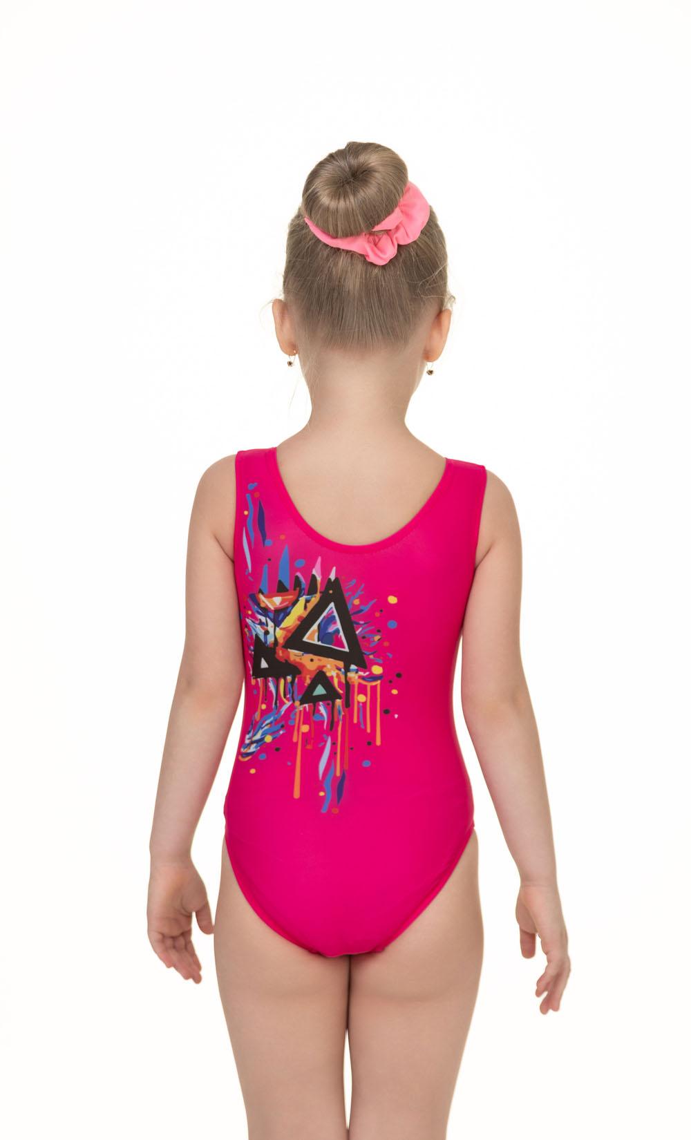 Купальник женский для спортивной гимнастики GK Sport DS 202-6 TIGER розовый с рисунком без рукава