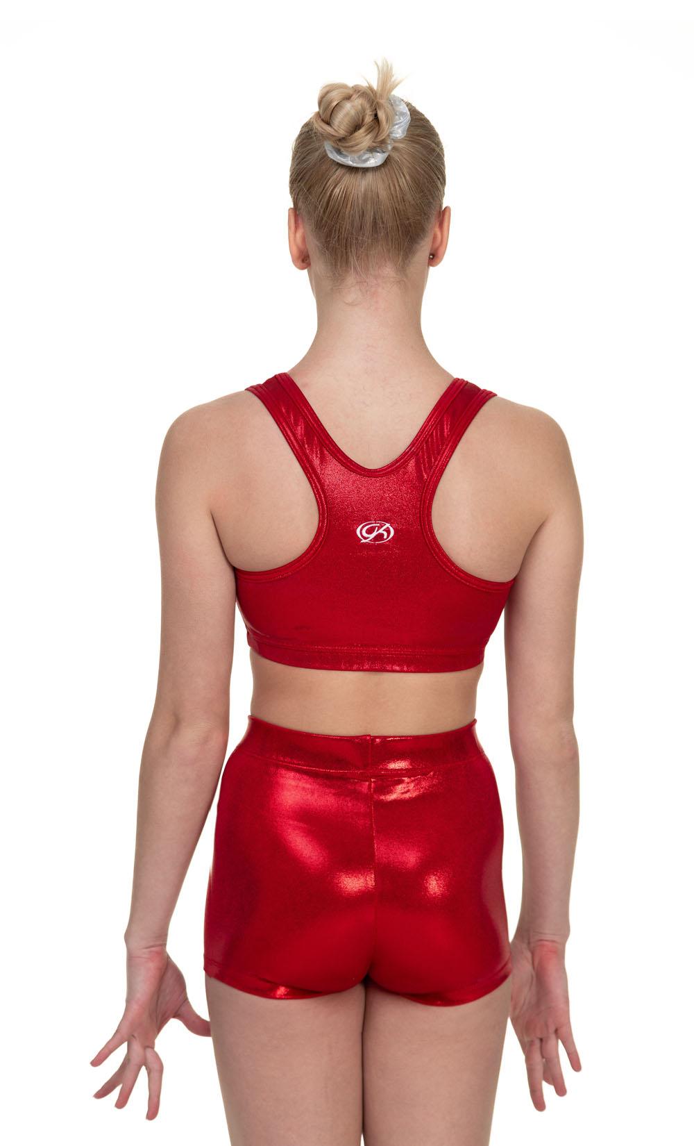 Шорты женские для спортивной гимнастики GK Sport 6245 красные с логотипом из страз