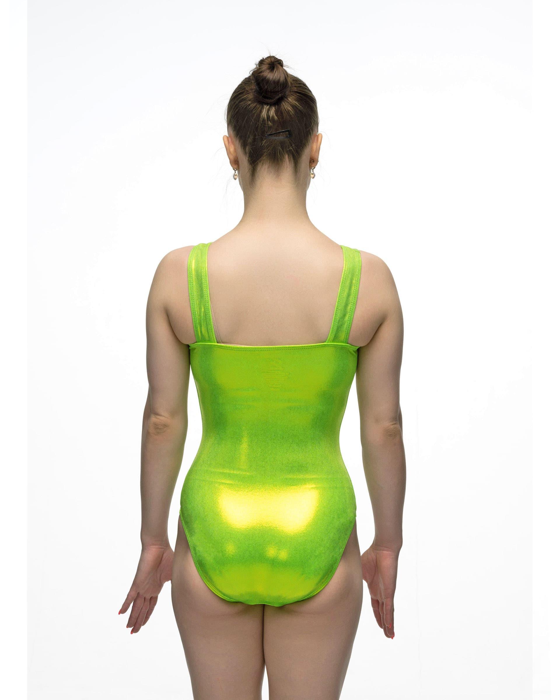 Купальник для спортивной гимнастики GK Elite 4413 без рукава салатовый