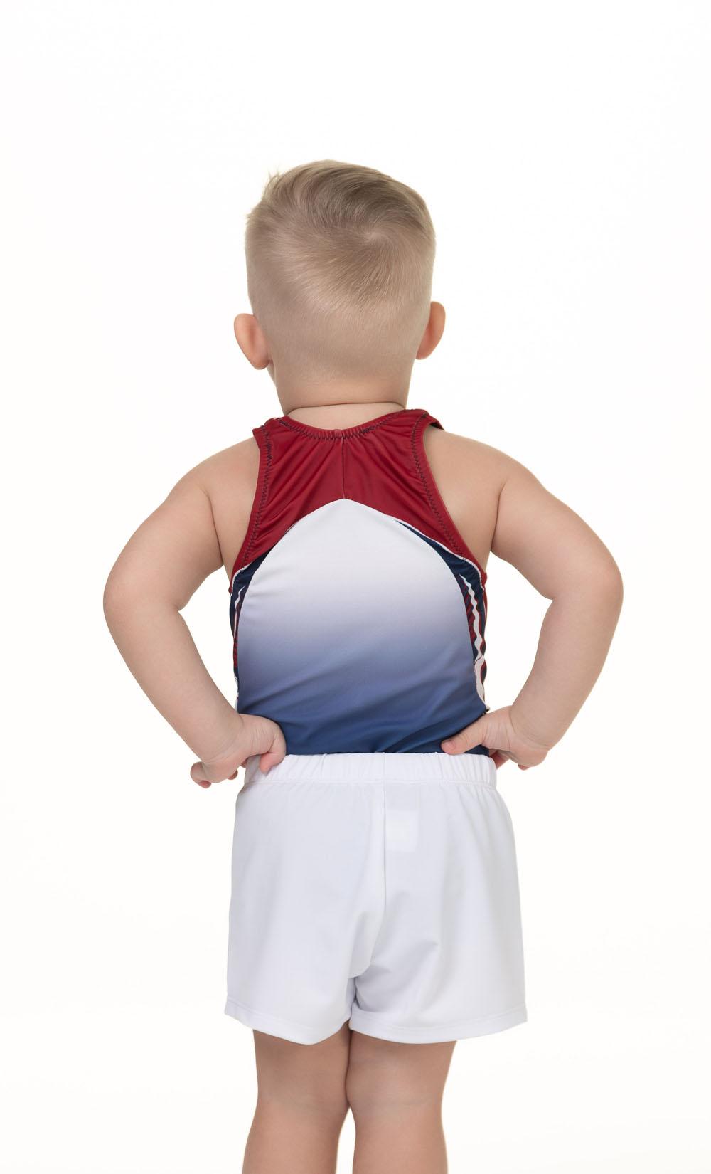 Купальник мужской для спортивной гимнастики GYM RU RGK 0107-56 красно-бело-синий без рукава