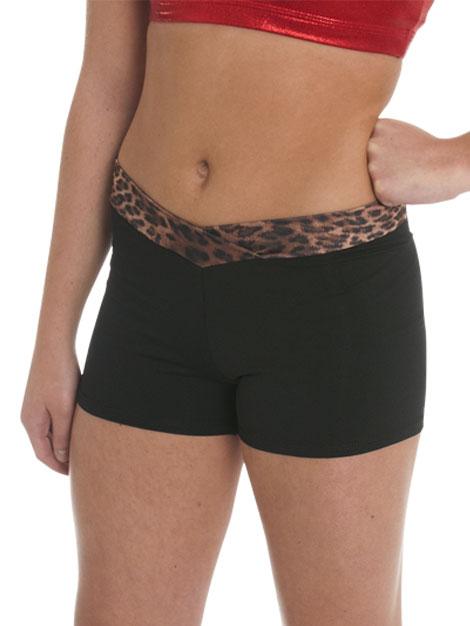 Шорты женские для спортивной гимнастики GK Elite CB506 черные с принтом леопард