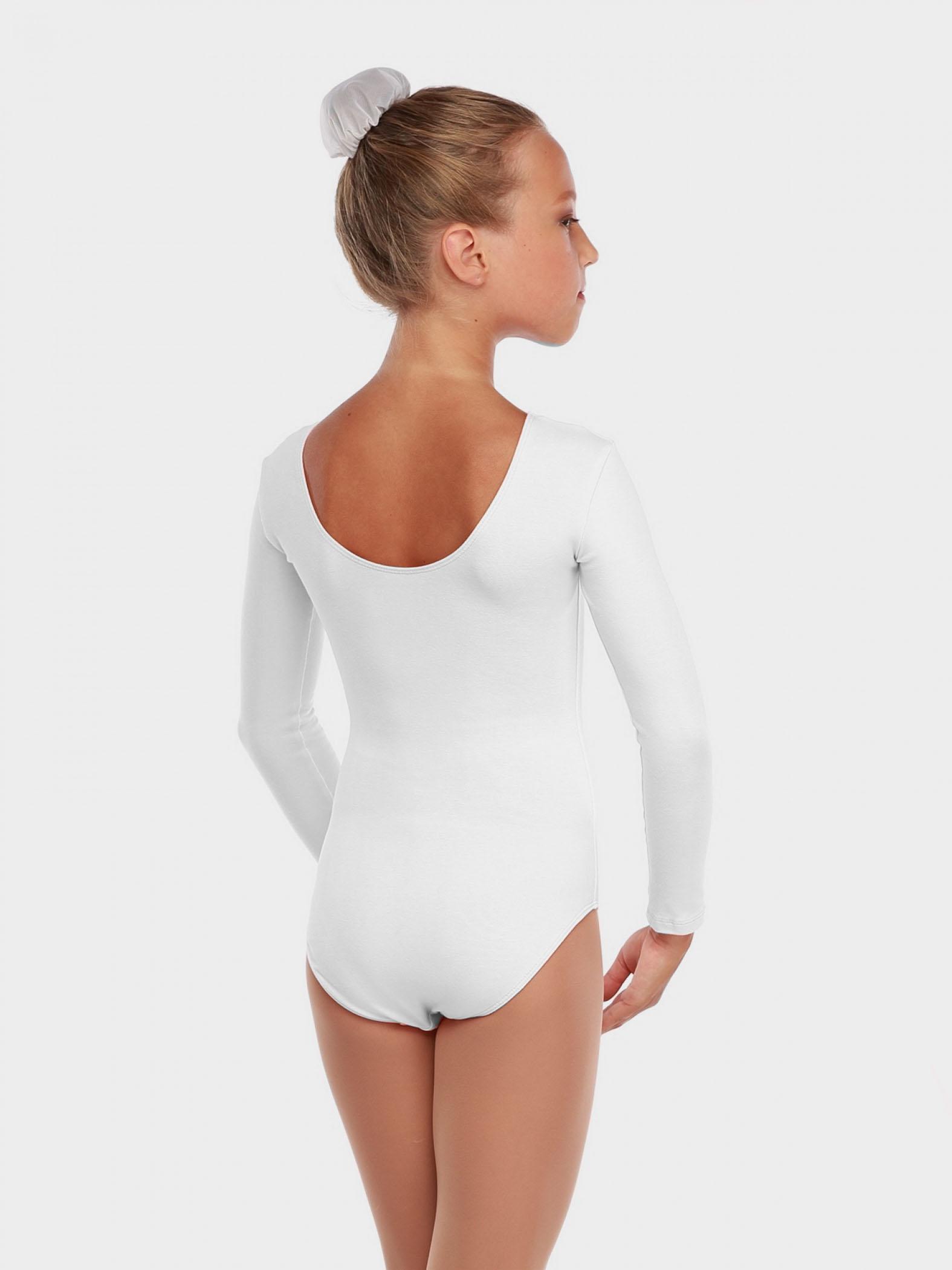 Купальник женский для спортивной гимнастики Korri Г93-301/Г9.3р белый с рисунком с рукавом