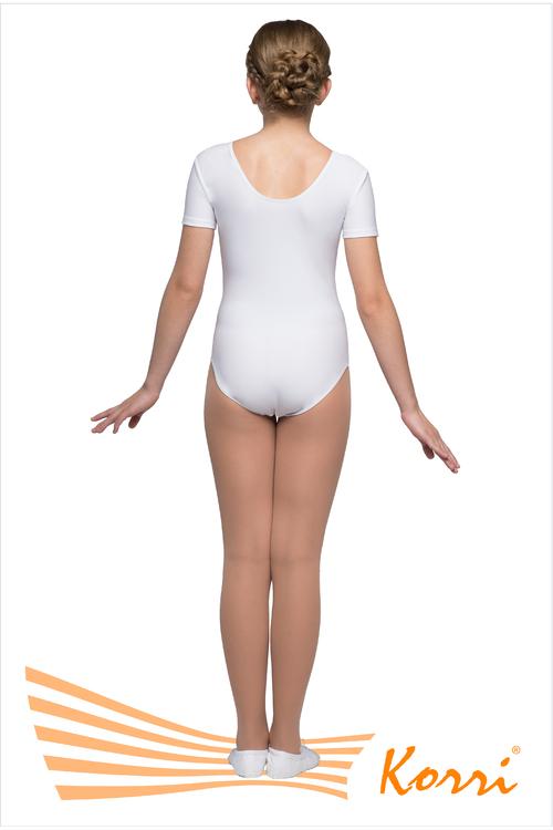 Купальник женский для спортивной гимнастики Korri Г83-301/Г8.3 белый с коротким рукавом