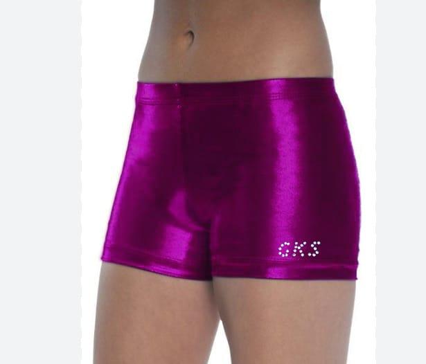 Шорты женские для спортивной гимнастики GK Sport 6247 вишневые с логотипом из страз